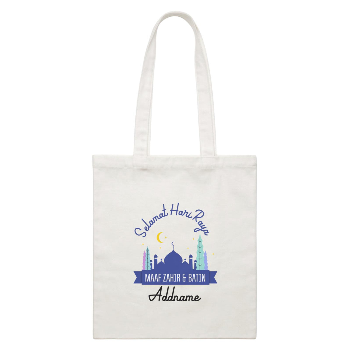 Selamat Hari Raya Maaf Zahir Dan Batin Raya Logo White Canvas Bag