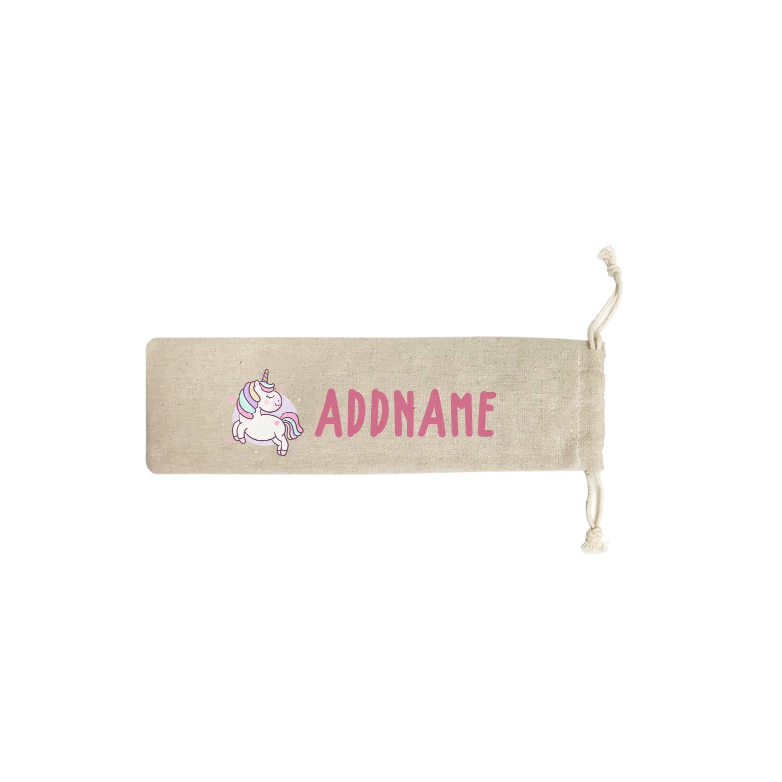 Unicorn And Princess Series Cute Pastel Unicorn Addname SB Straw Pouch (No Straws included)