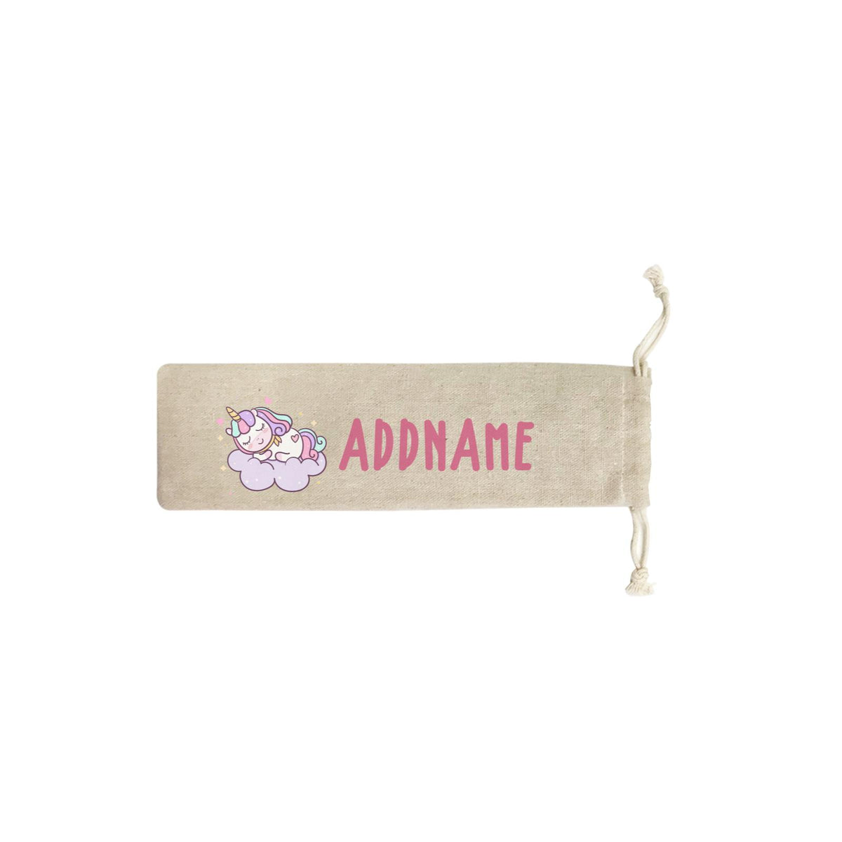Unicorn And Princess Series Cute Pastel Sleeping Unicorn On a Cloud Addname SB Straw Pouch (No Straws included)