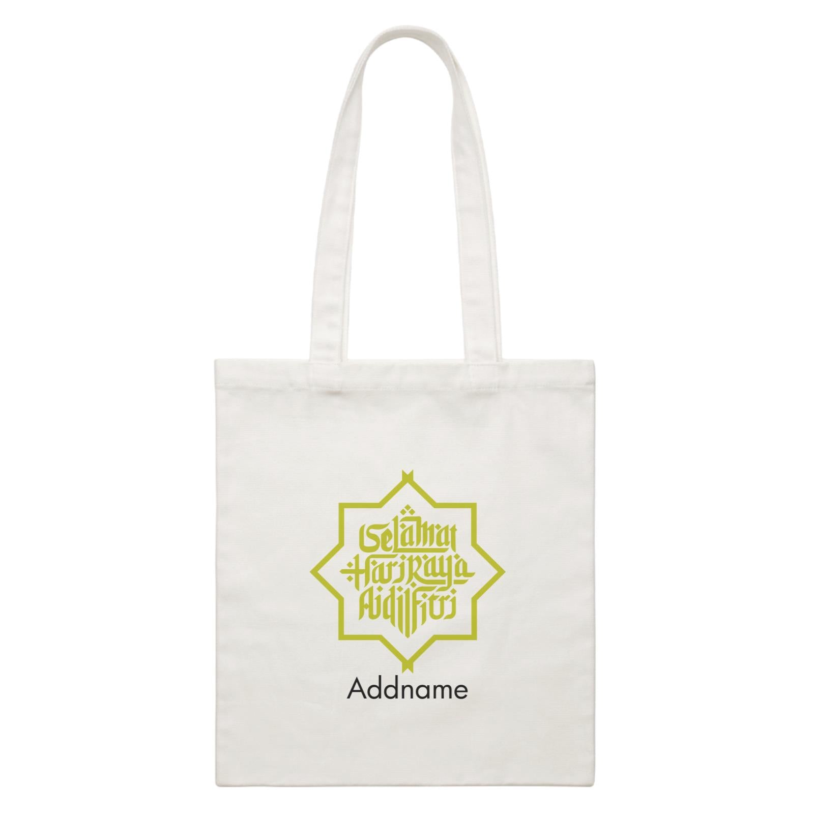 Selamat Hari Raya Aidilfitri Jawi Typography White Canvas Bag