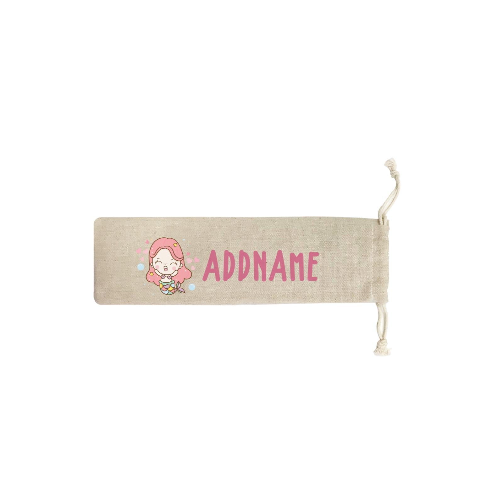 Unicorn And Princess Series Cute Happy Mermaid Girl Addname SB Straw Pouch (No Straws included)