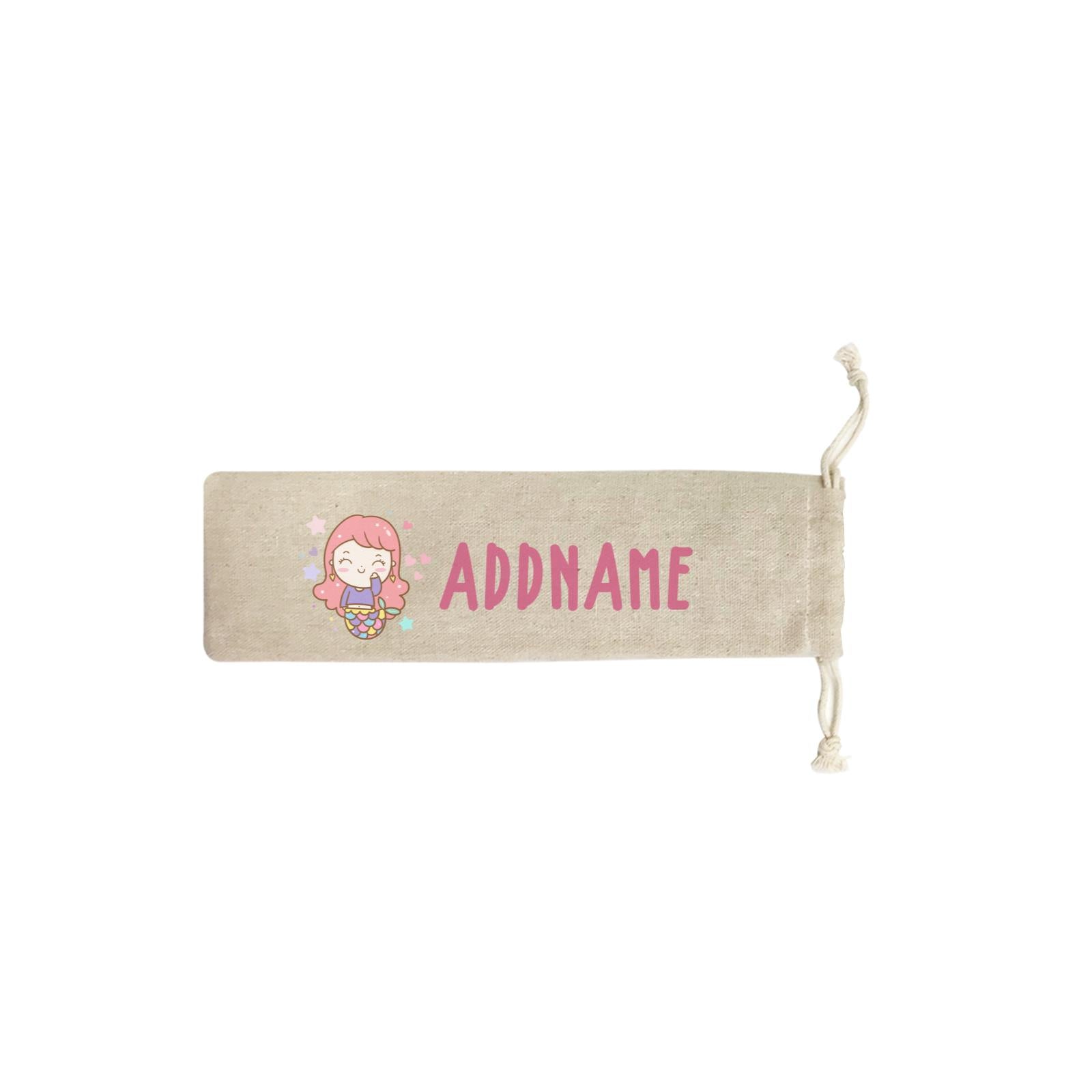 Unicorn And Princess Series Cute Happy Waving Mermaid Girl Addname SB Straw Pouch (No Straws included)