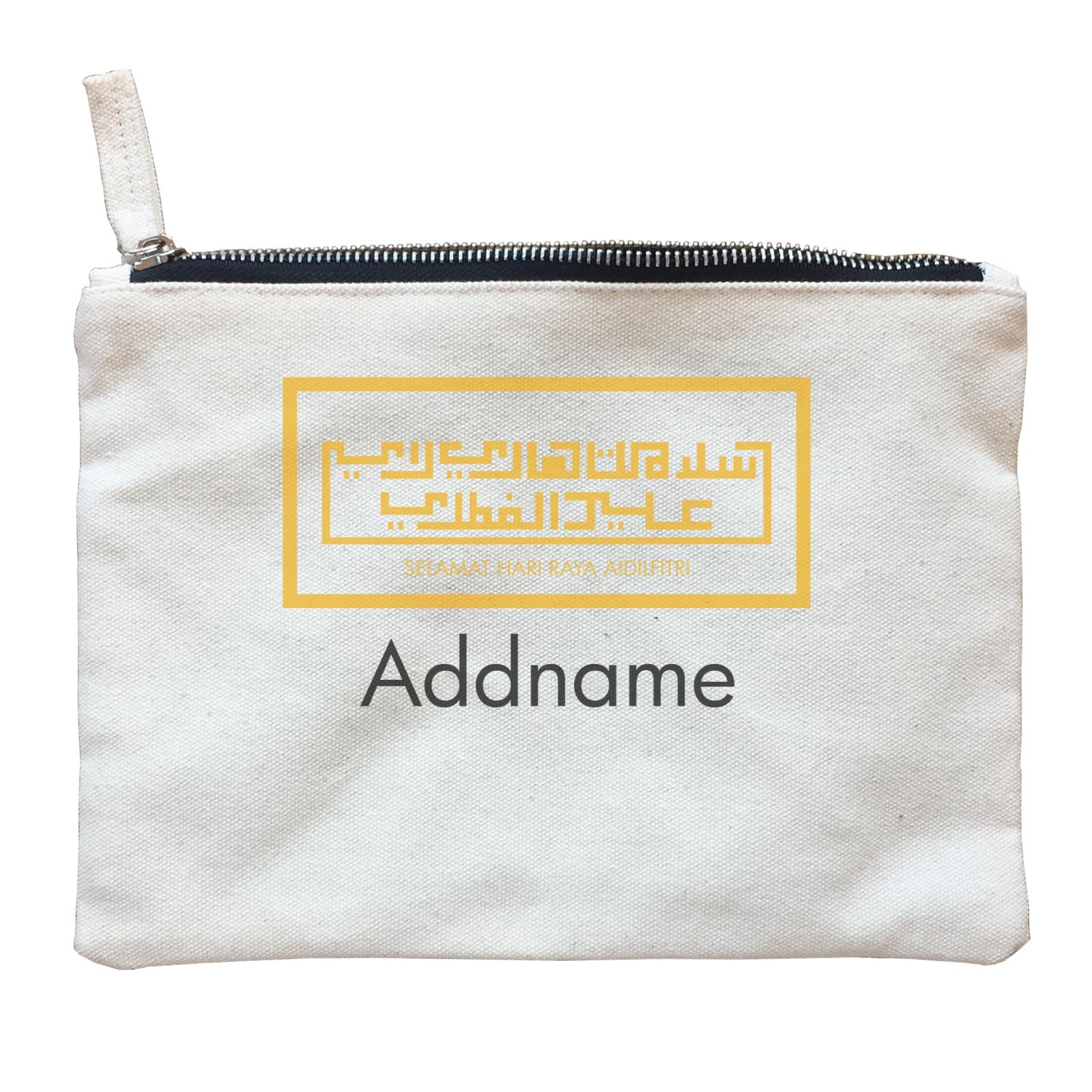 Selamat Hari Raya Aidilfitri Jawi With Box Typography Zipper Pouch