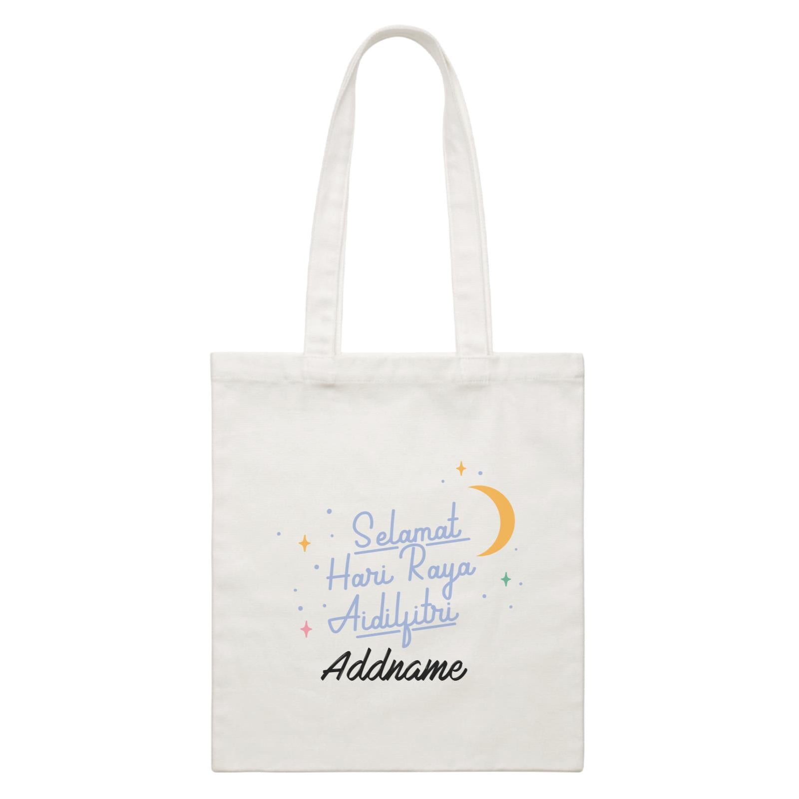 Hari Raya With Sparkles Raya Typography White Canvas Bag