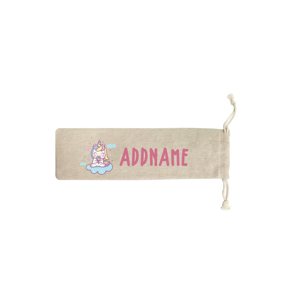Unicorn And Princess Series Cute Unicorn Eating Lolipop Addname SB Straw Pouch (No Straws included)