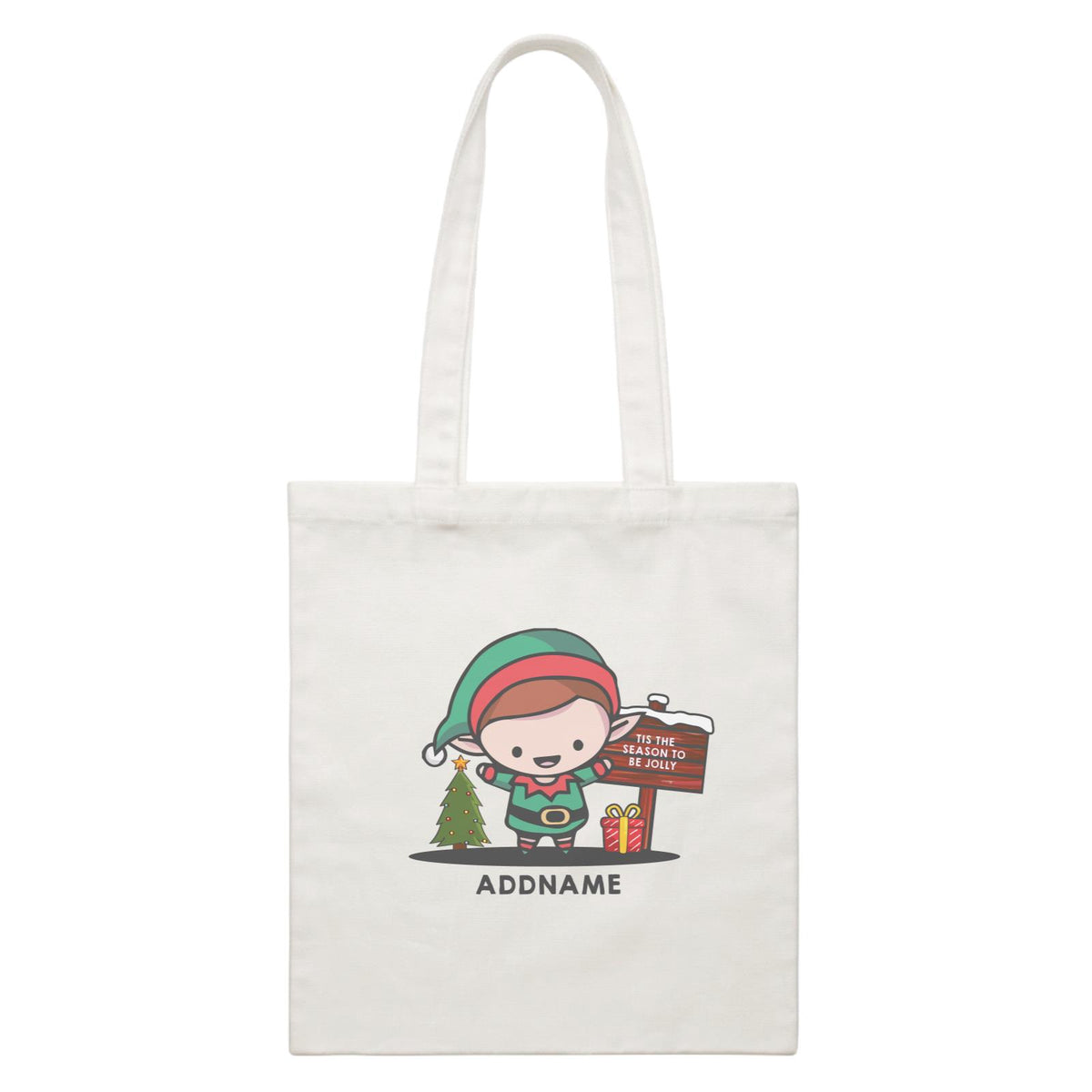 Christmas Cute Jolly Series Elf Addname Canvas Bag