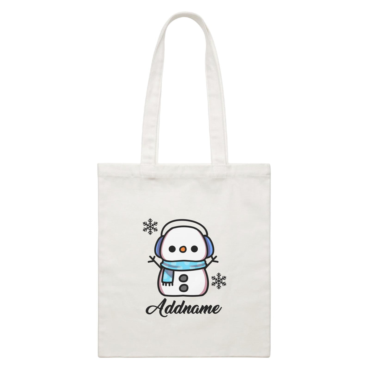Xmas Little Boy Snowman White Canvas Bag