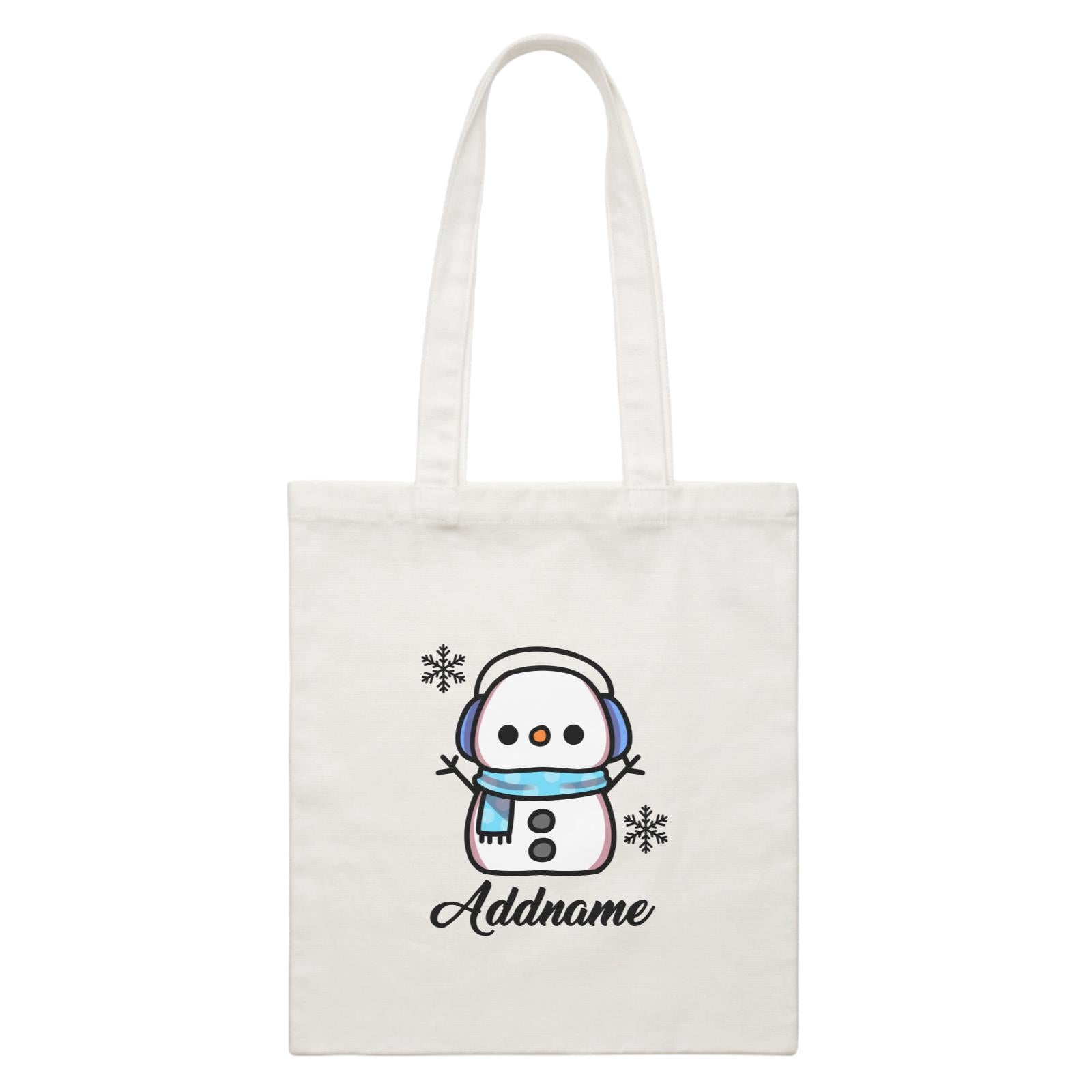 Xmas Little Boy Snowman White Canvas Bag