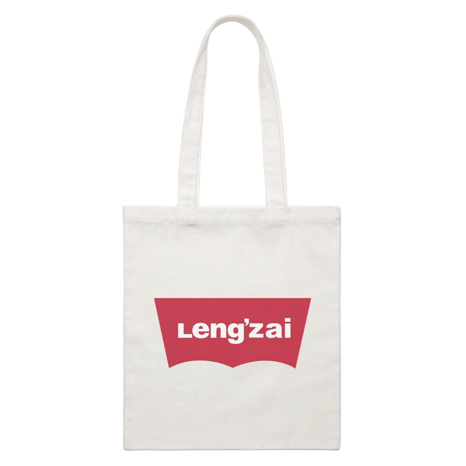 Slang Statement Lengzai Accessories White Canvas Bag