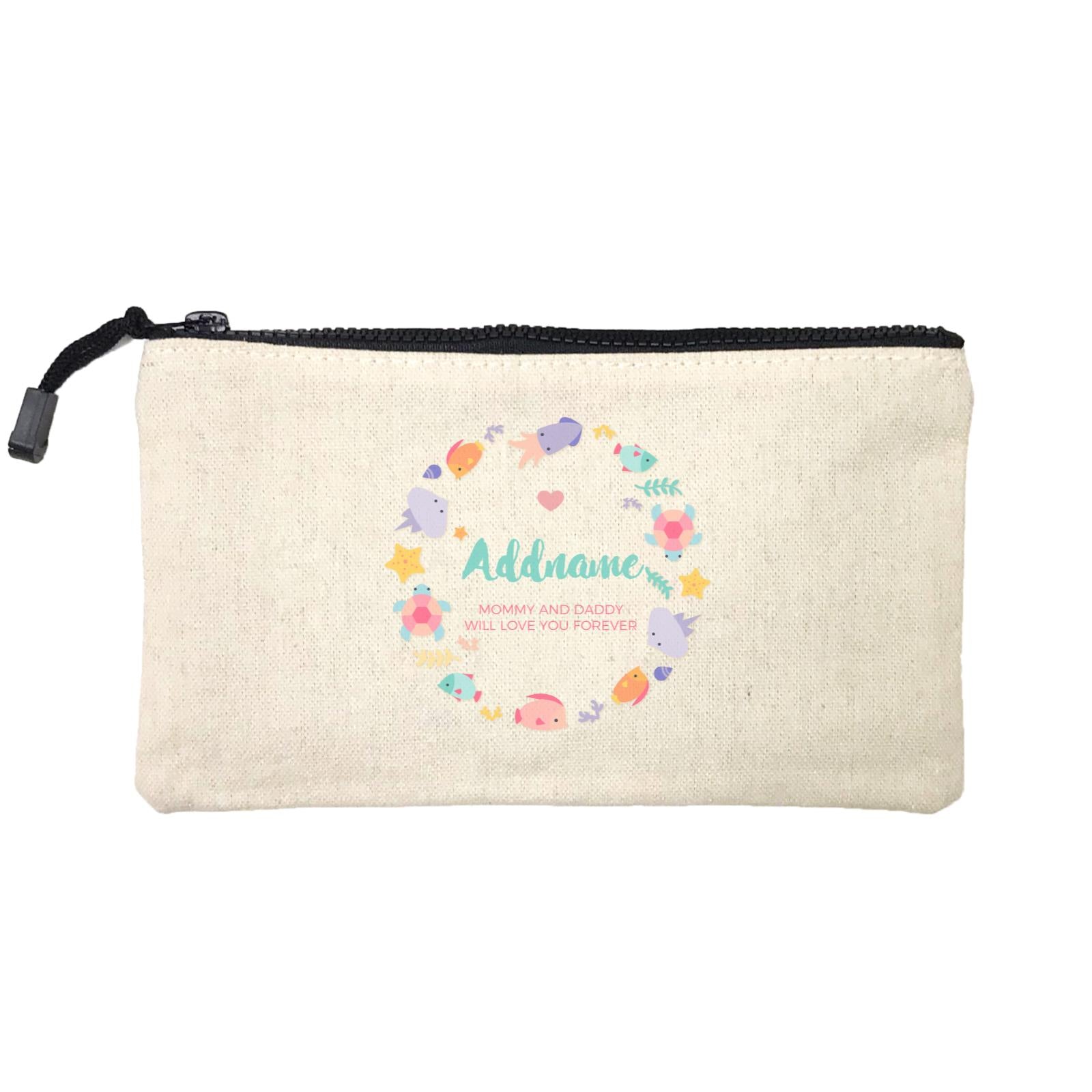 Cute Sea Creatures with Elements Personalizable with Name and Text Stationery Pouch