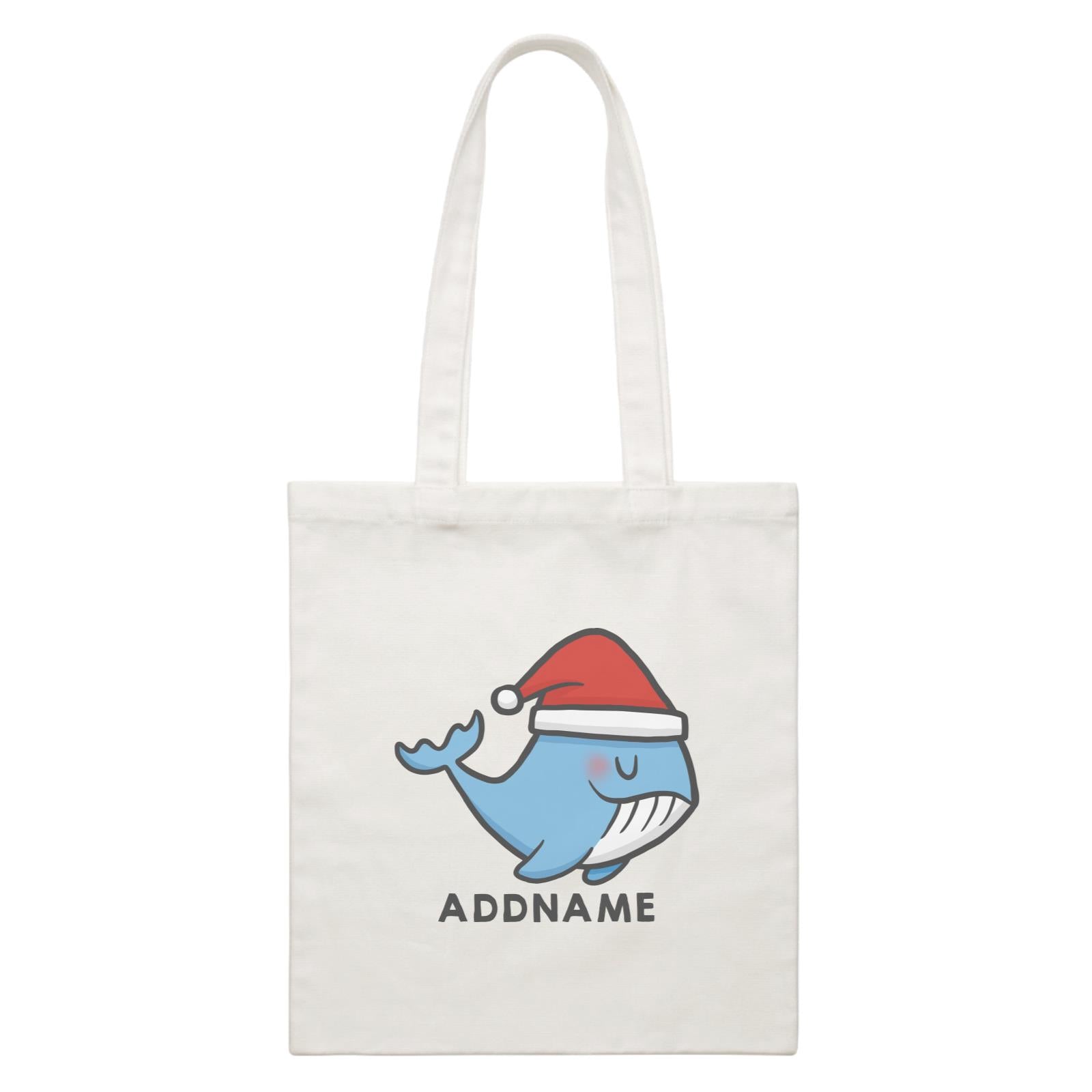 Xmas CuteWhale Christmas Hat Addname Accessories Canvas Bag