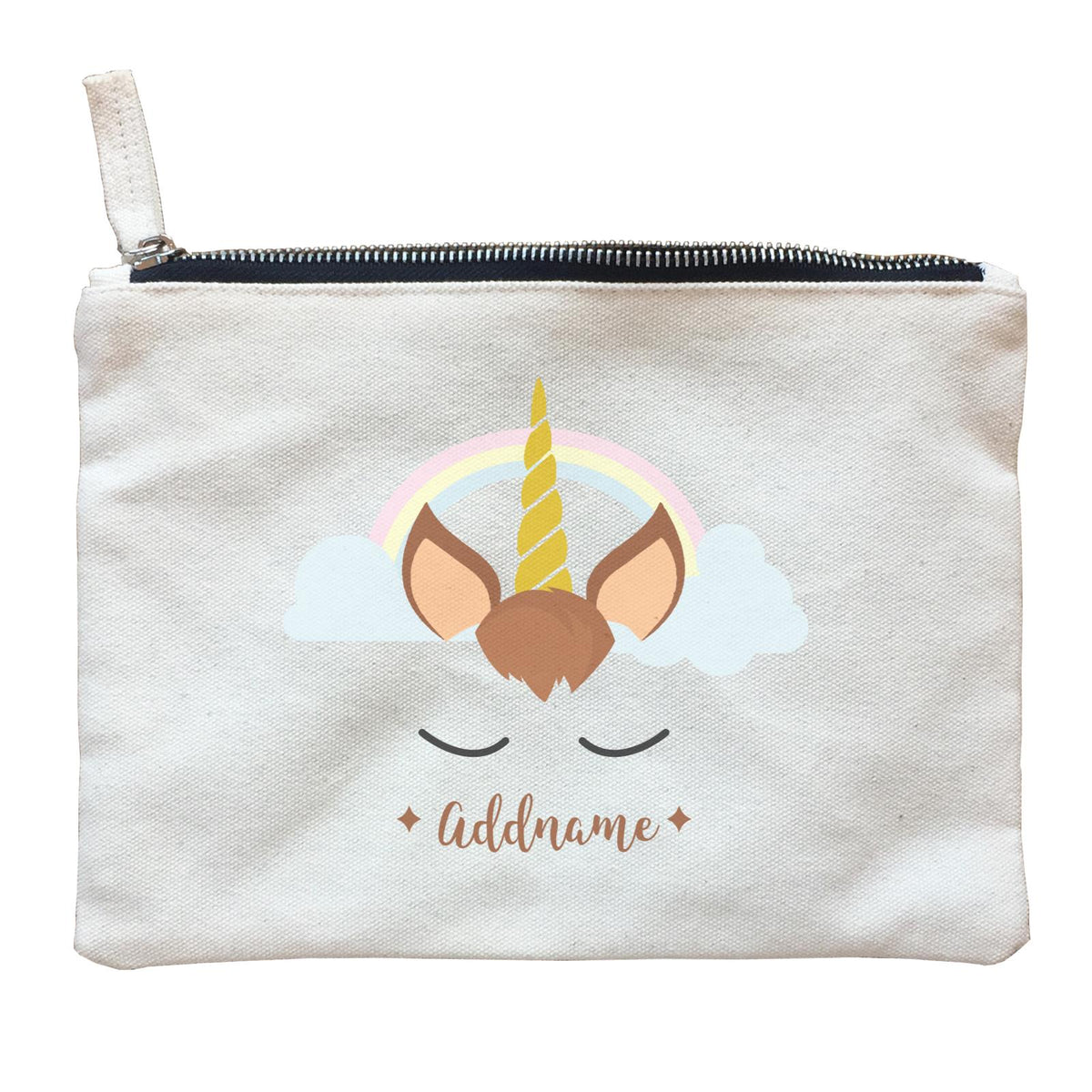 Unicorn Face Boy Addname Zipper Pouch