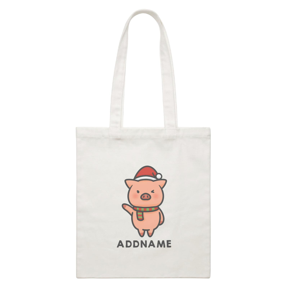 Xmas Cute Pig Christmas Hat Addname Accessories Canvas Bag