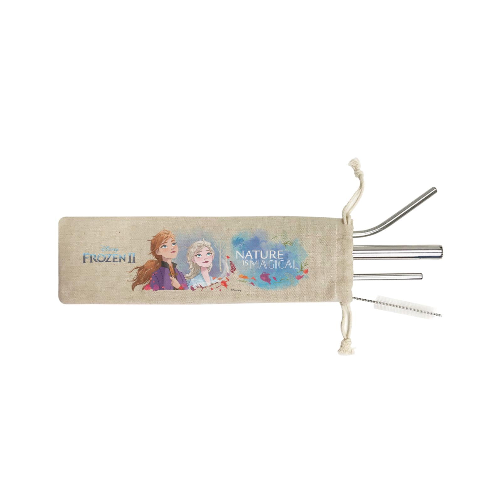 Disney Frozen 2 Snowflake Nature Is Magical With Elsa And Anna 4-in-1 Strawset In a Satchel