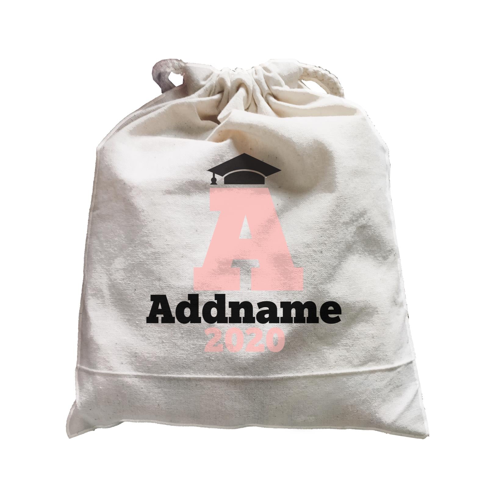 Graduation Series Cap with Initial and Year Pink Satchel