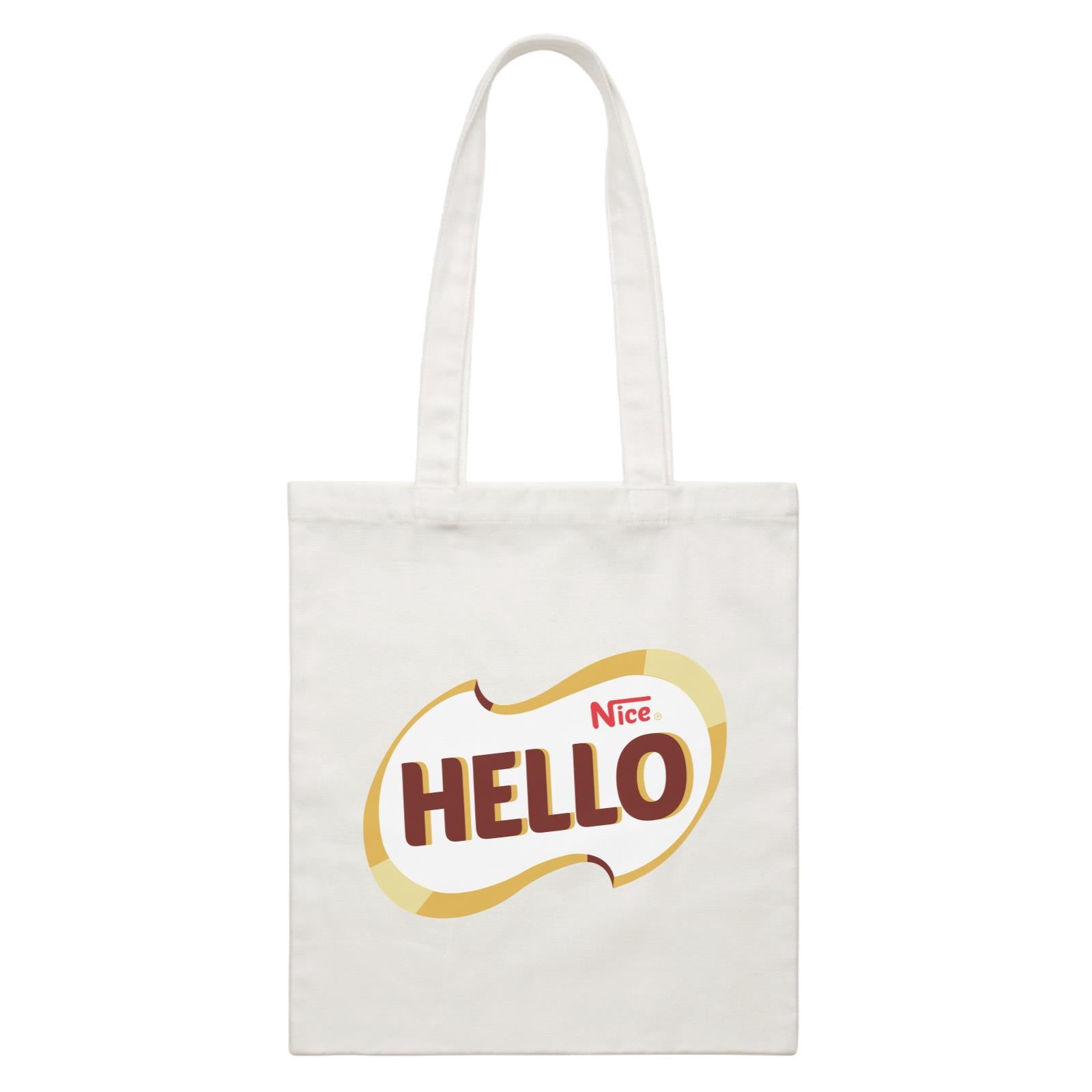 Slang Statement Hello Nice Accessories White Canvas Bag