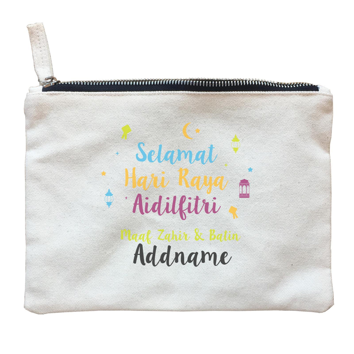 Selamat Hari Raya Aidilfitri Raya Typography With Raya Elements Zipper Pouch