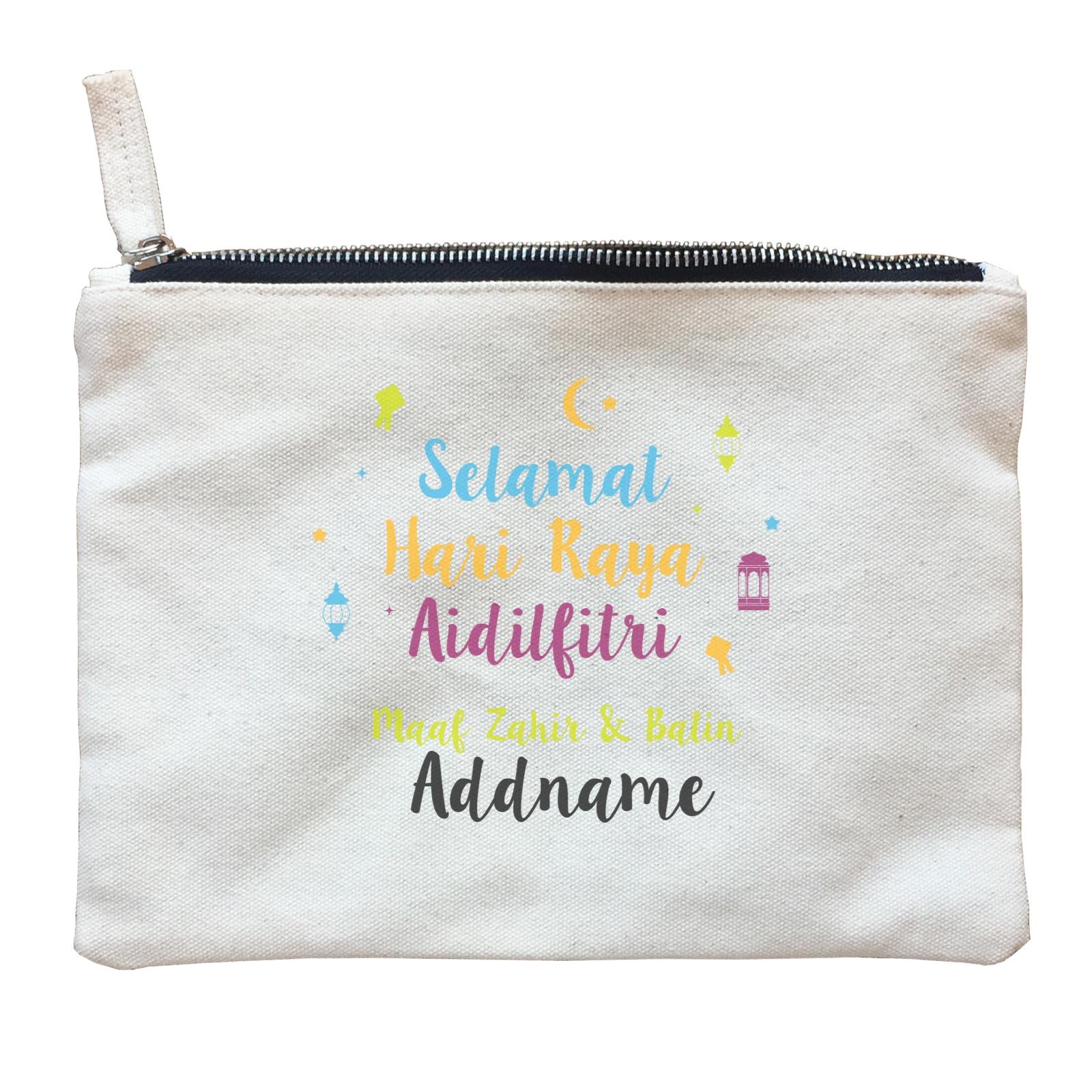 Selamat Hari Raya Aidilfitri Raya Typography With Raya Elements Zipper Pouch