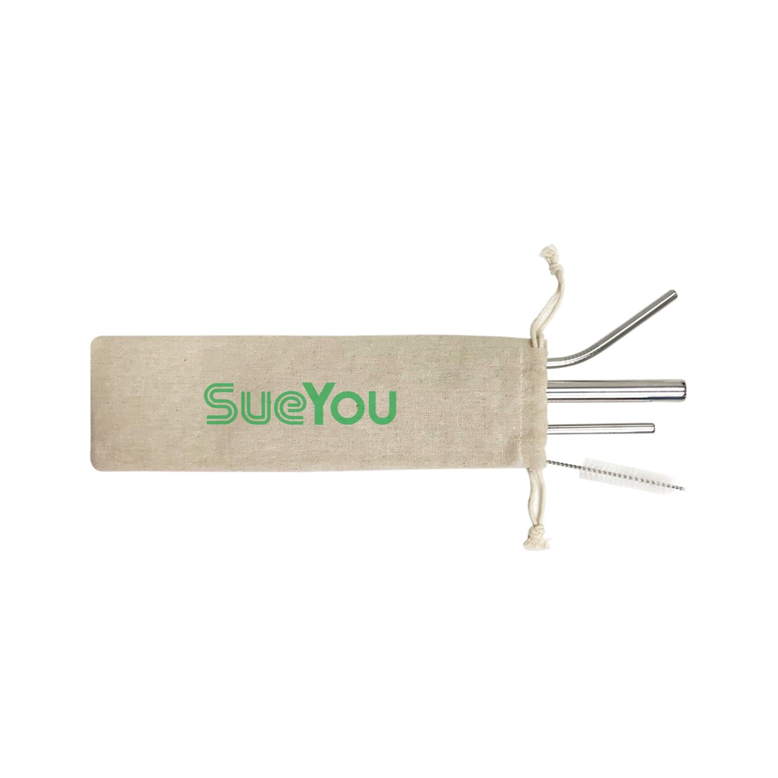 Slang Statement SueYou 4-in-1 Stainless Steel Straw Set In a Satchel