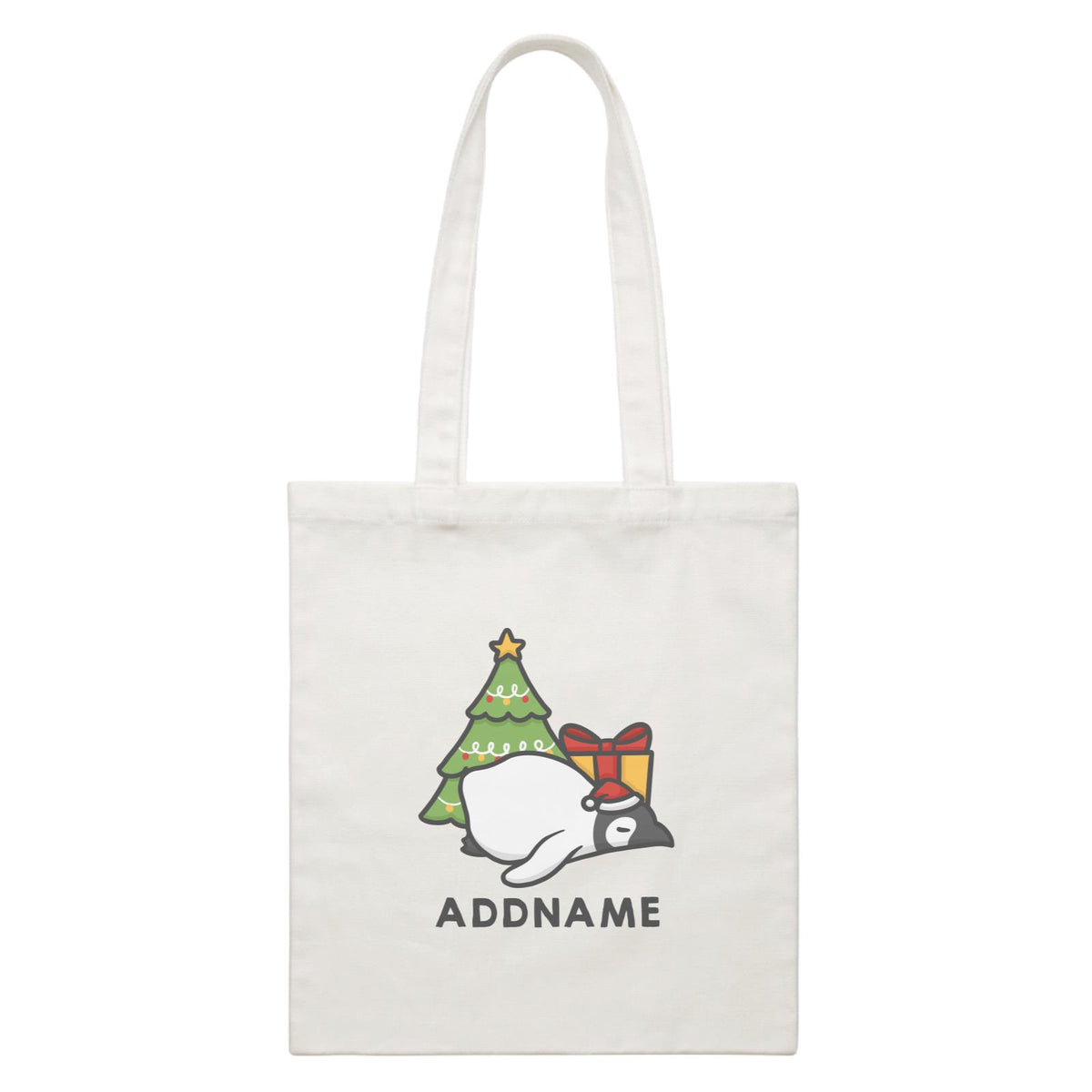 Xmas Cute Sleeping Pengiun Addname Accessories Canvas Bag