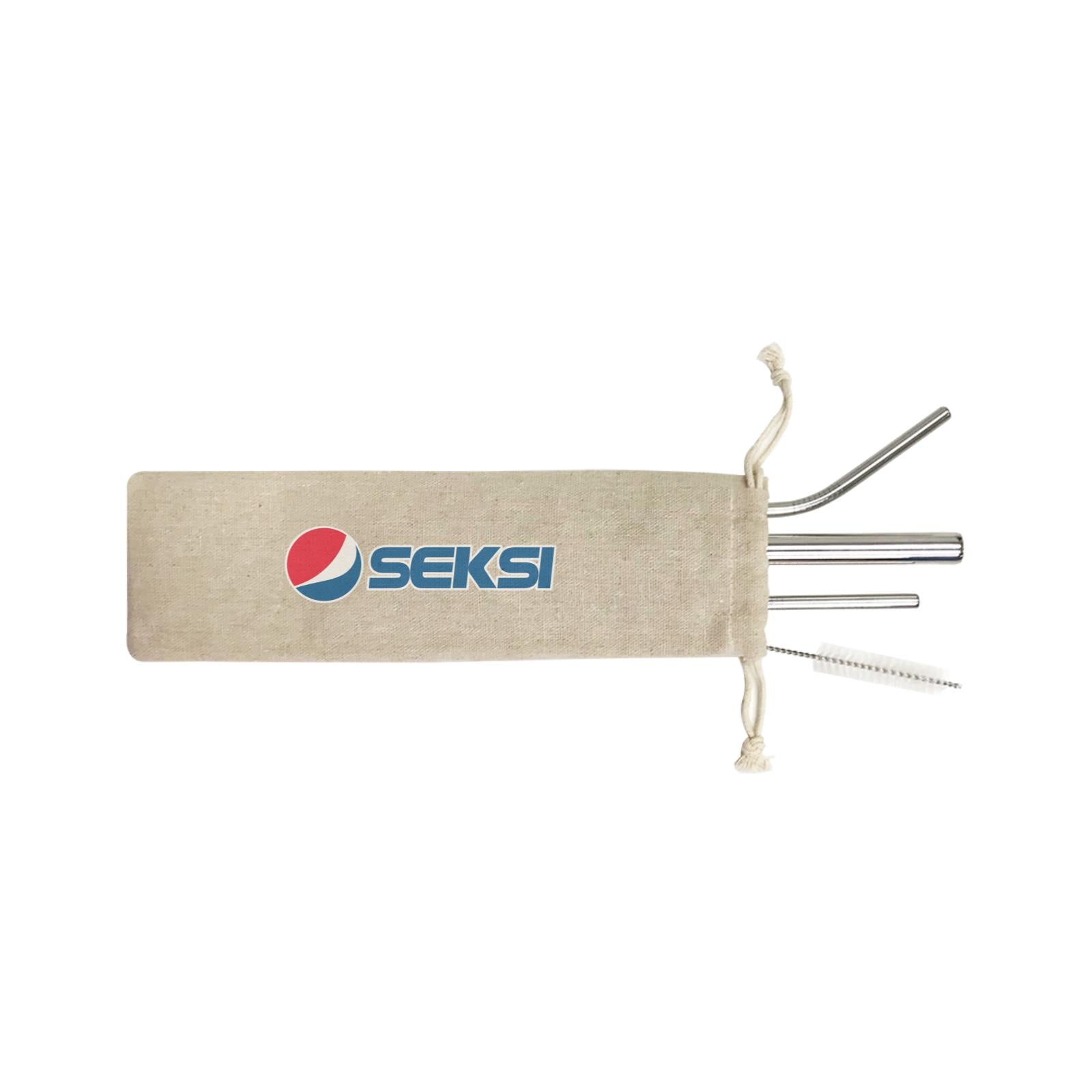 Slang Statement Seksi 4-in-1 Stainless Steel Straw Set In a Satchel