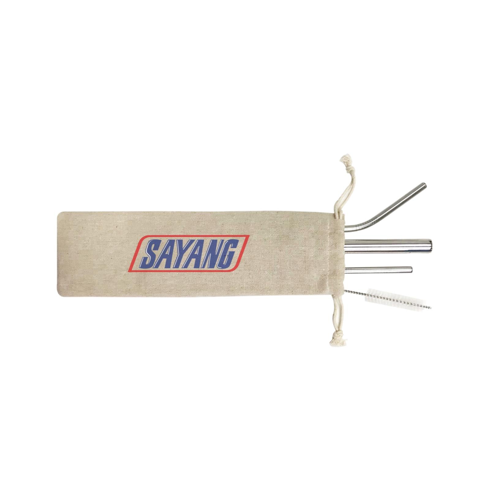 Slang Statement Sayang 4-in-1 Stainless Steel Straw Set In a Satchel