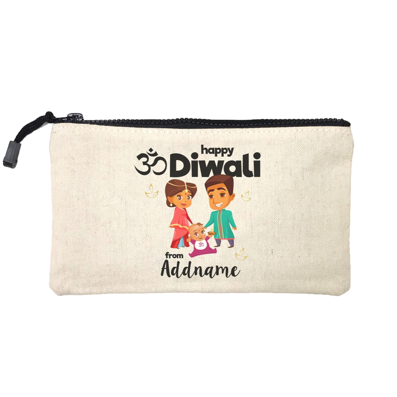 Cute Family Of Three OM Happy Diwali From Addname Mini Accessories Stationery Pouch