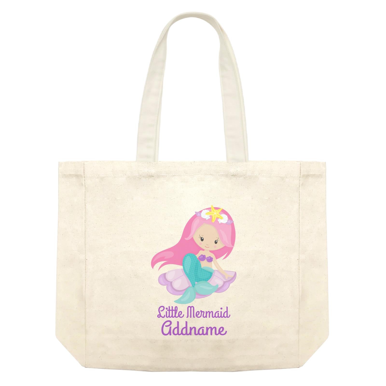 Little Mermaid Sitting Down on Big Seashell Addname Shopping Bag