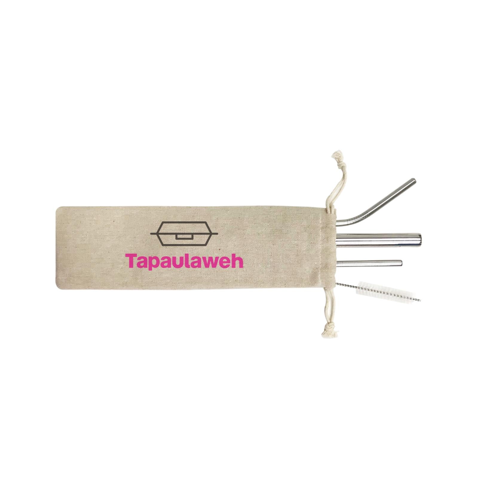 Slang Statement Tapaulaweh 4-in-1 Stainless Steel Straw Set In a Satchel