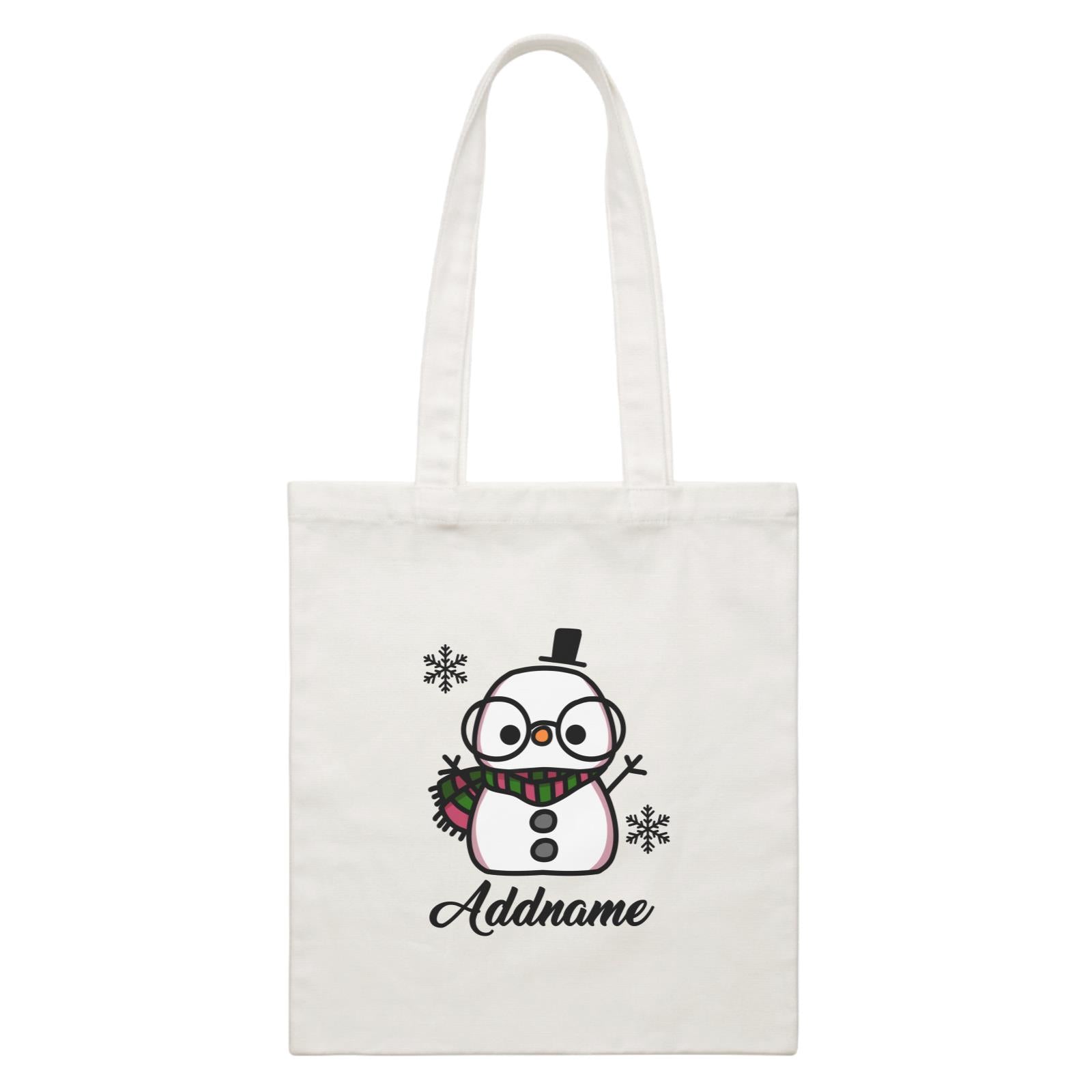 Xmas Papa Snowman White Canvas Bag