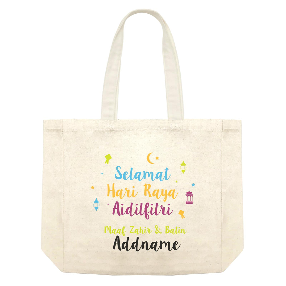 Selamat Hari Raya Aidilfitri Raya Typography With Raya Elements Shopping Bag