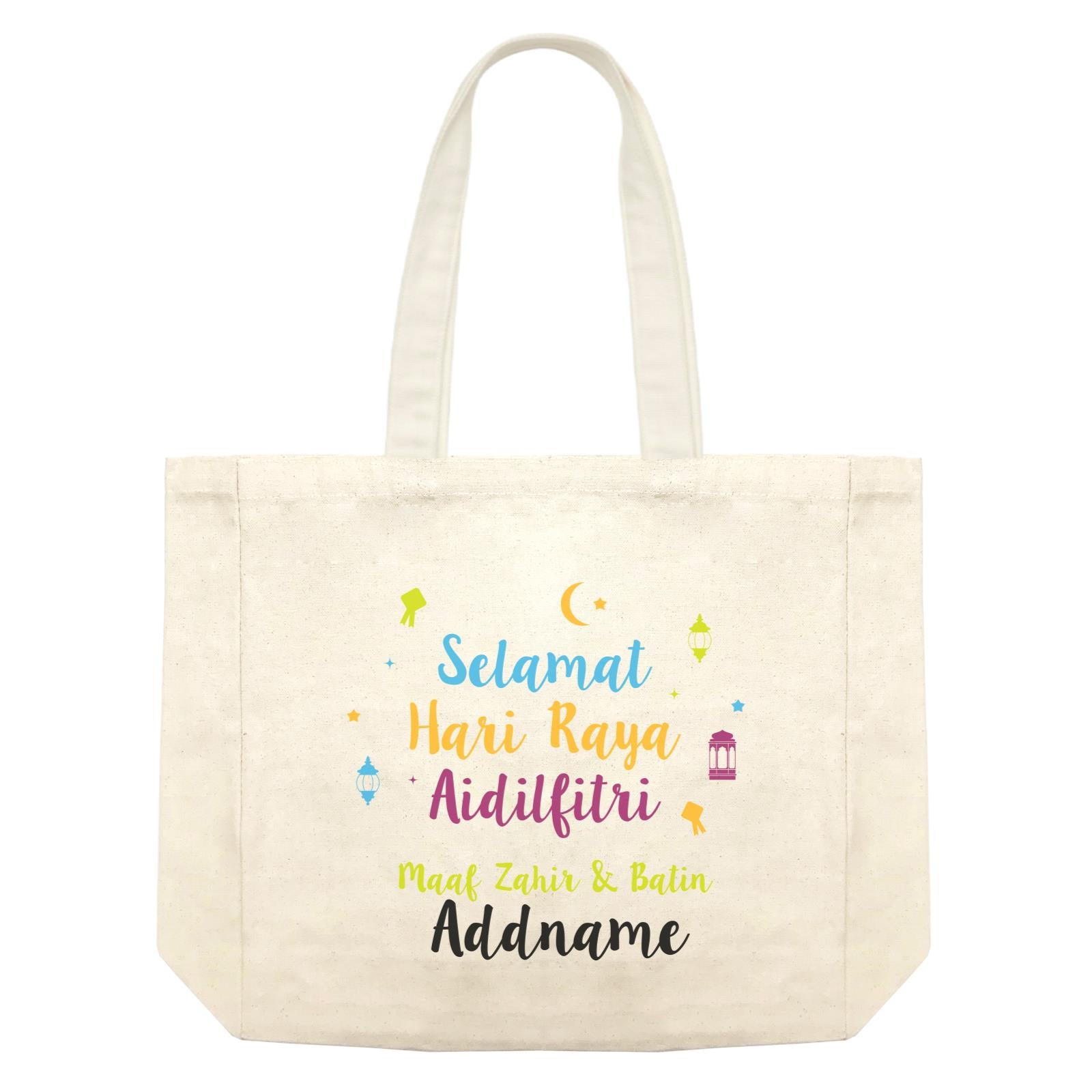Selamat Hari Raya Aidilfitri Raya Typography With Raya Elements Shopping Bag