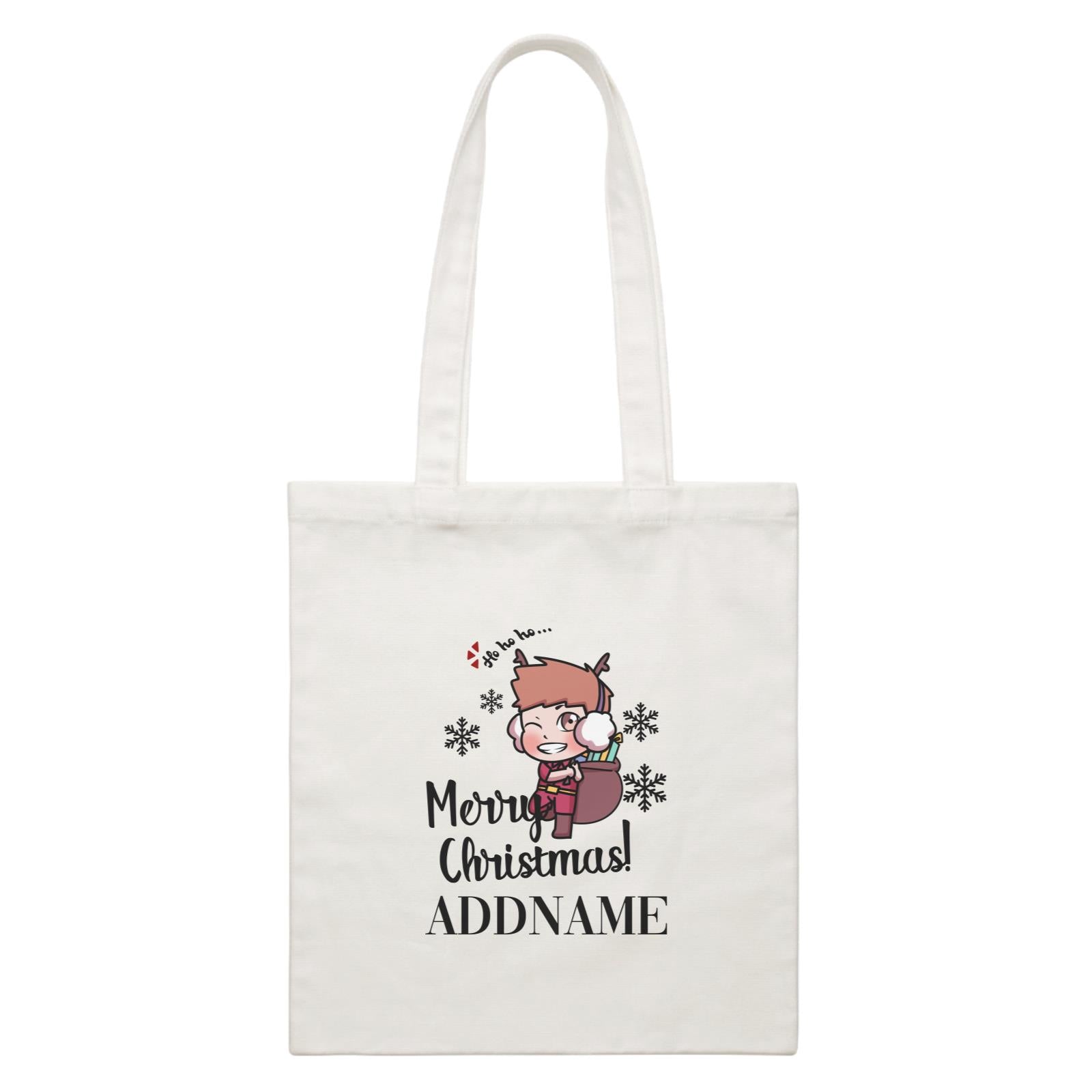 Xmas Christmas Chibi Family Little Boy Wishes Merry Christmas White Canvas Bag