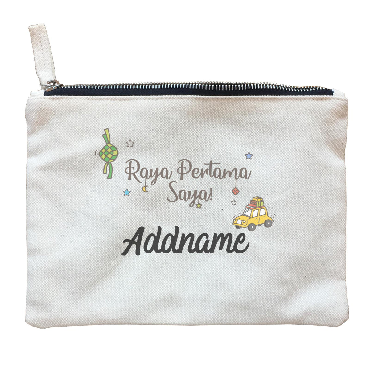 Raya Pertama Saya With Ketupat And Cars Zipper Pouch