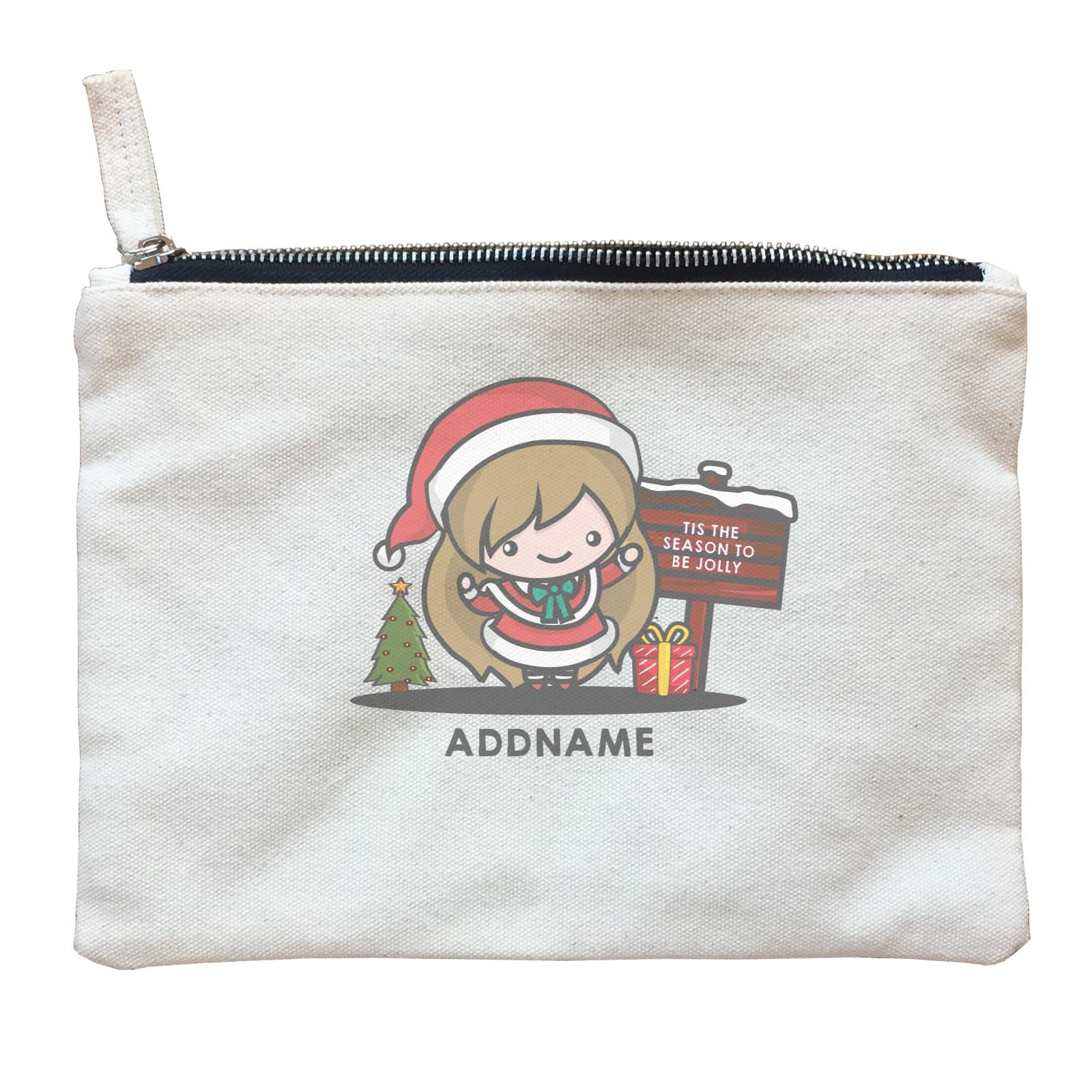 Christmas Cute Jolly Series Santa Girl Addname Zipper Pouch