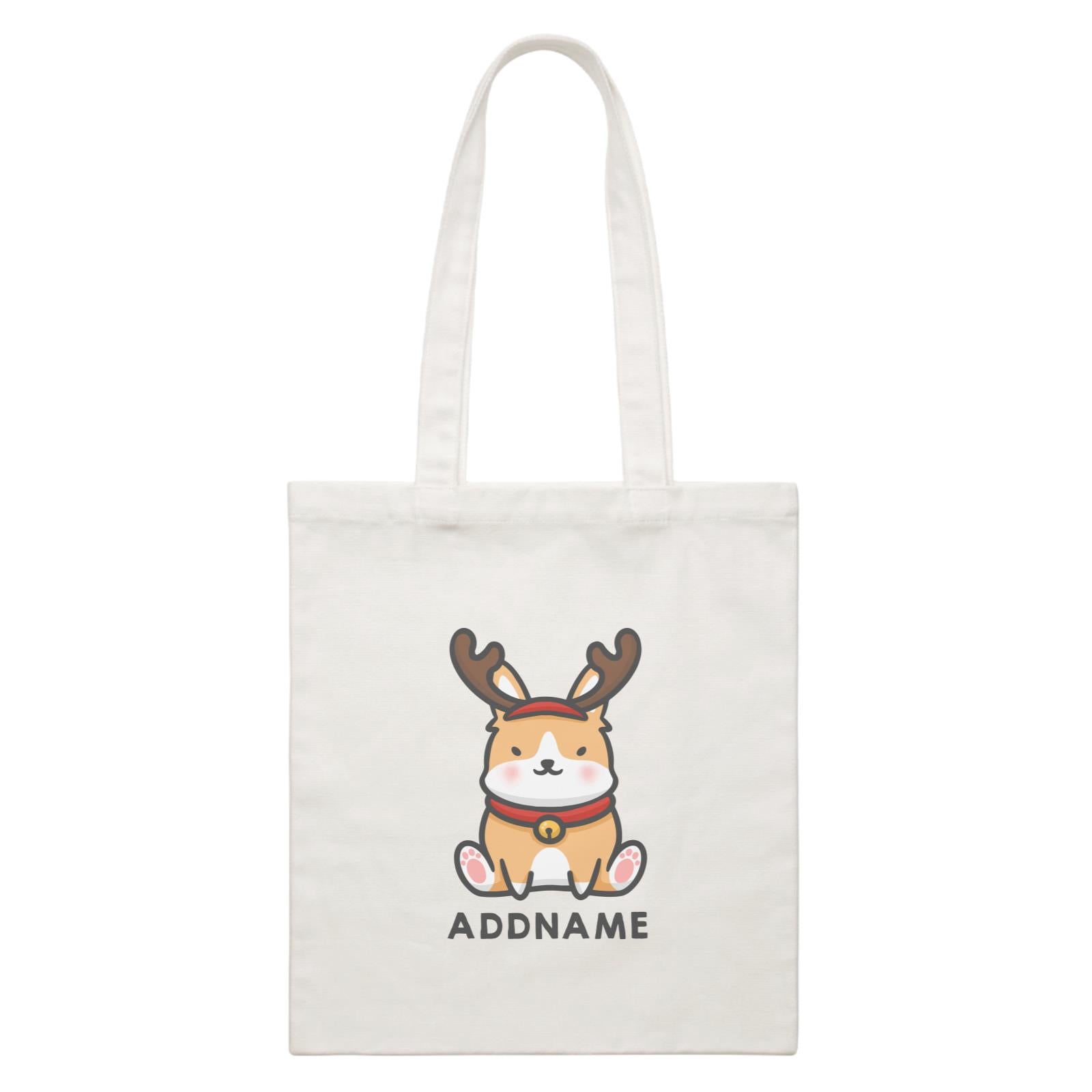 Xmas Cute Dog With Reindeer Antlers Addname Accessories Canvas Bag