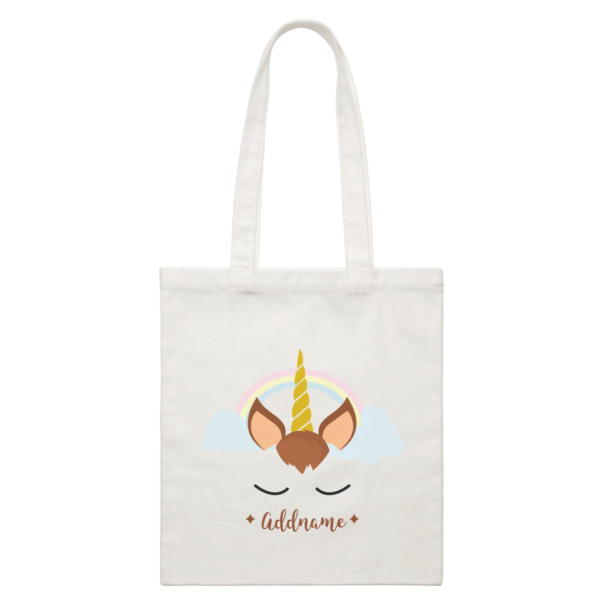 Unicorn Face Boy Addname White Canvas Bag