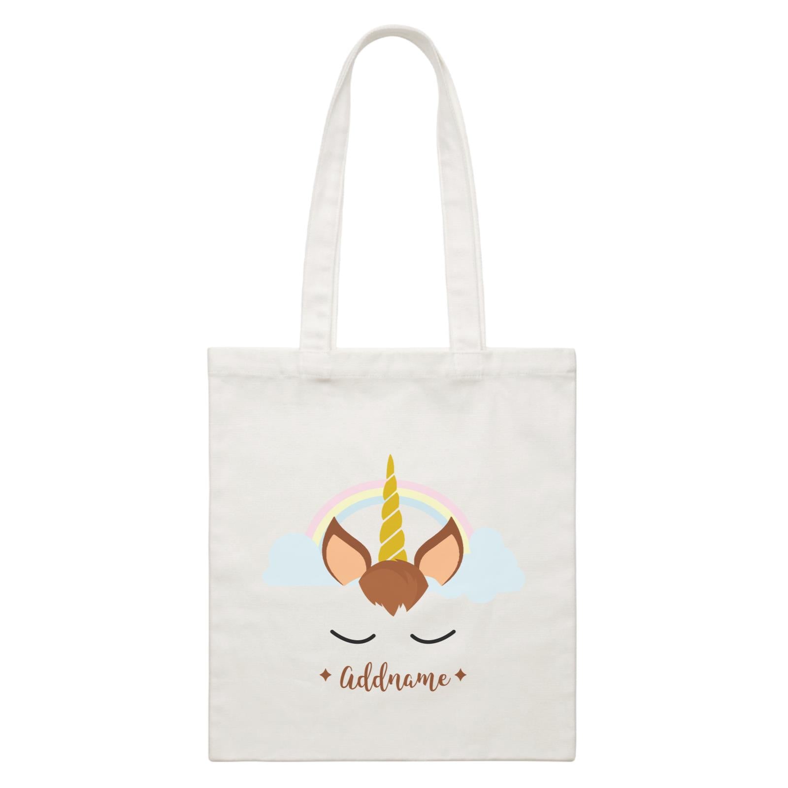 Unicorn Face Boy Addname White Canvas Bag