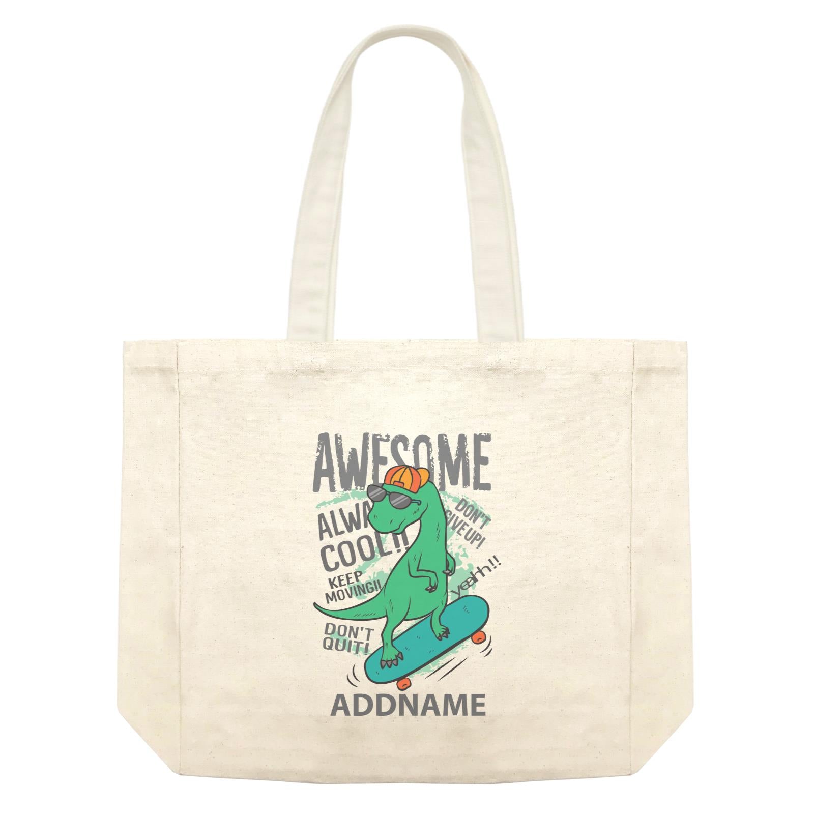 Cool Cute Dinosaur Awesome Always Cool Playing Skateboard Addname Shopping Bag