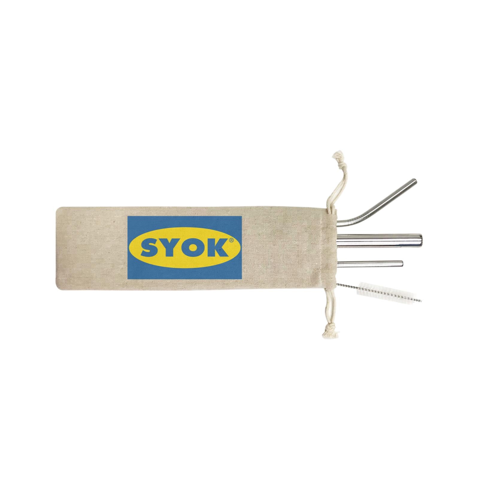 Slang Statement Syok 4-in-1 Stainless Steel Straw Set In a Satchel