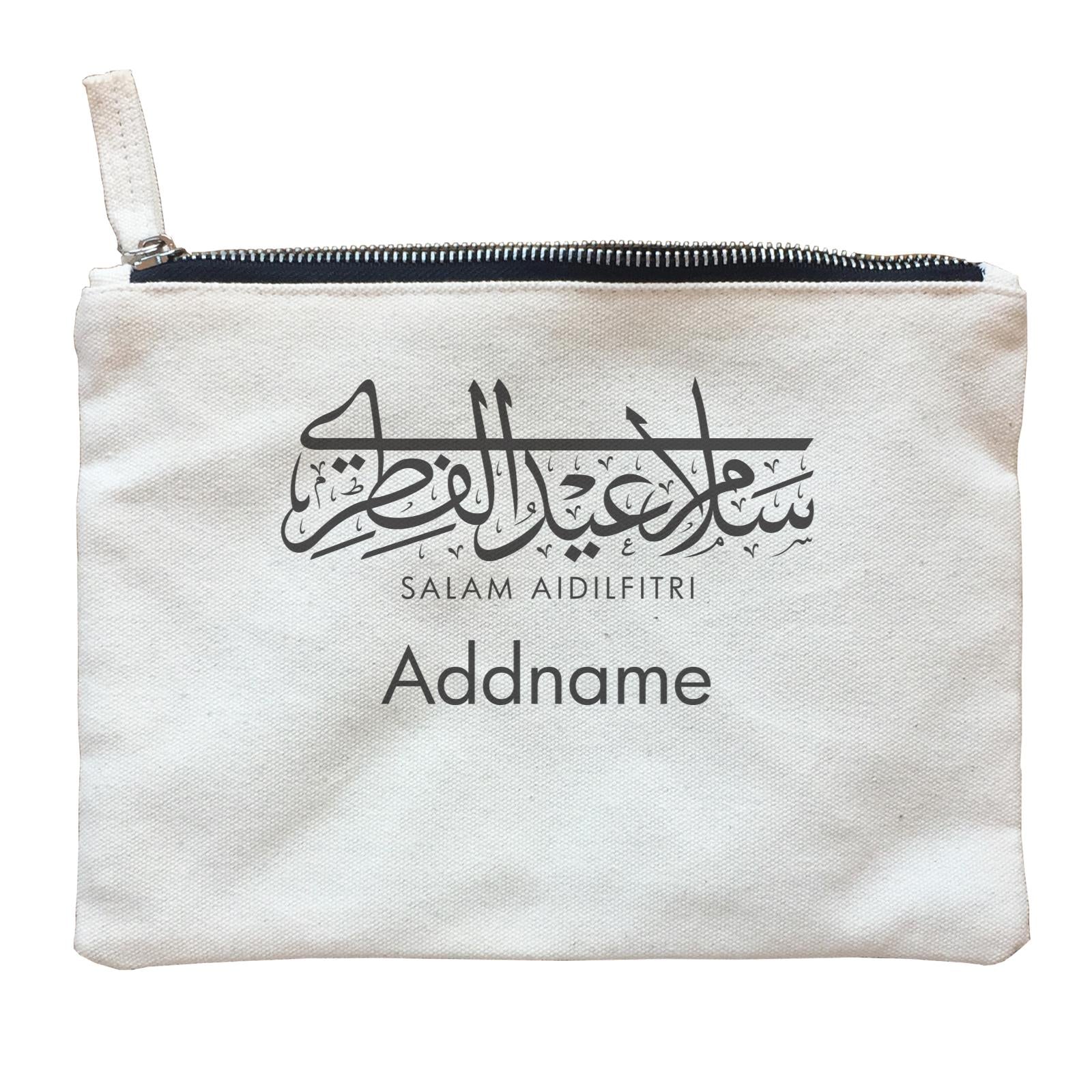 Salam Aidilfitri Horizontal Jawi Typography Zipper Pouch