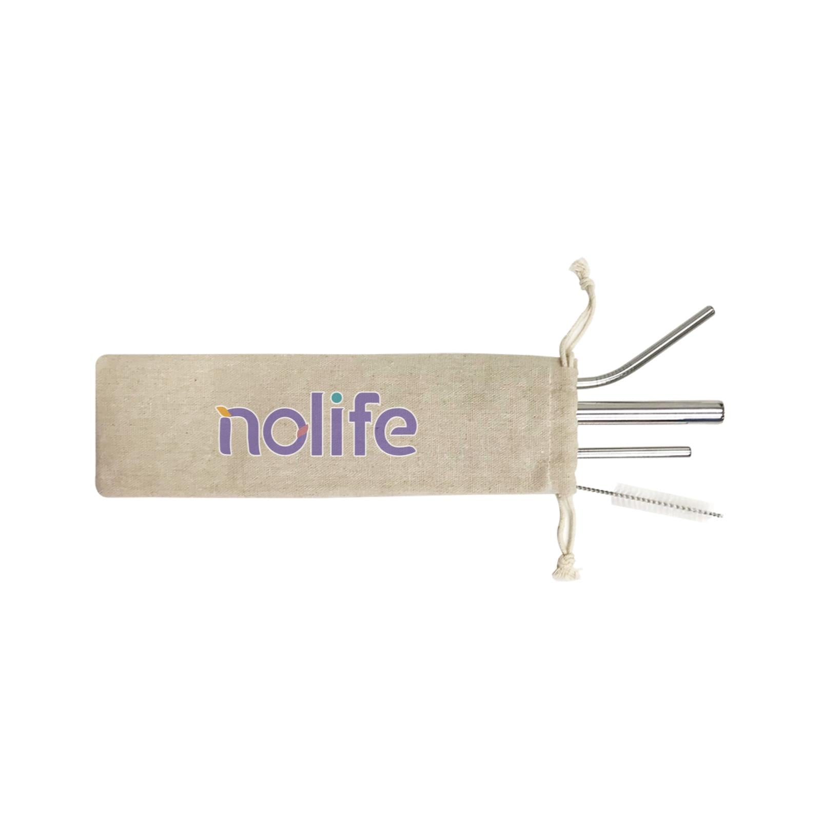 Slang Statement Nolife 4-in-1 Stainless Steel Straw Set In a Satchel