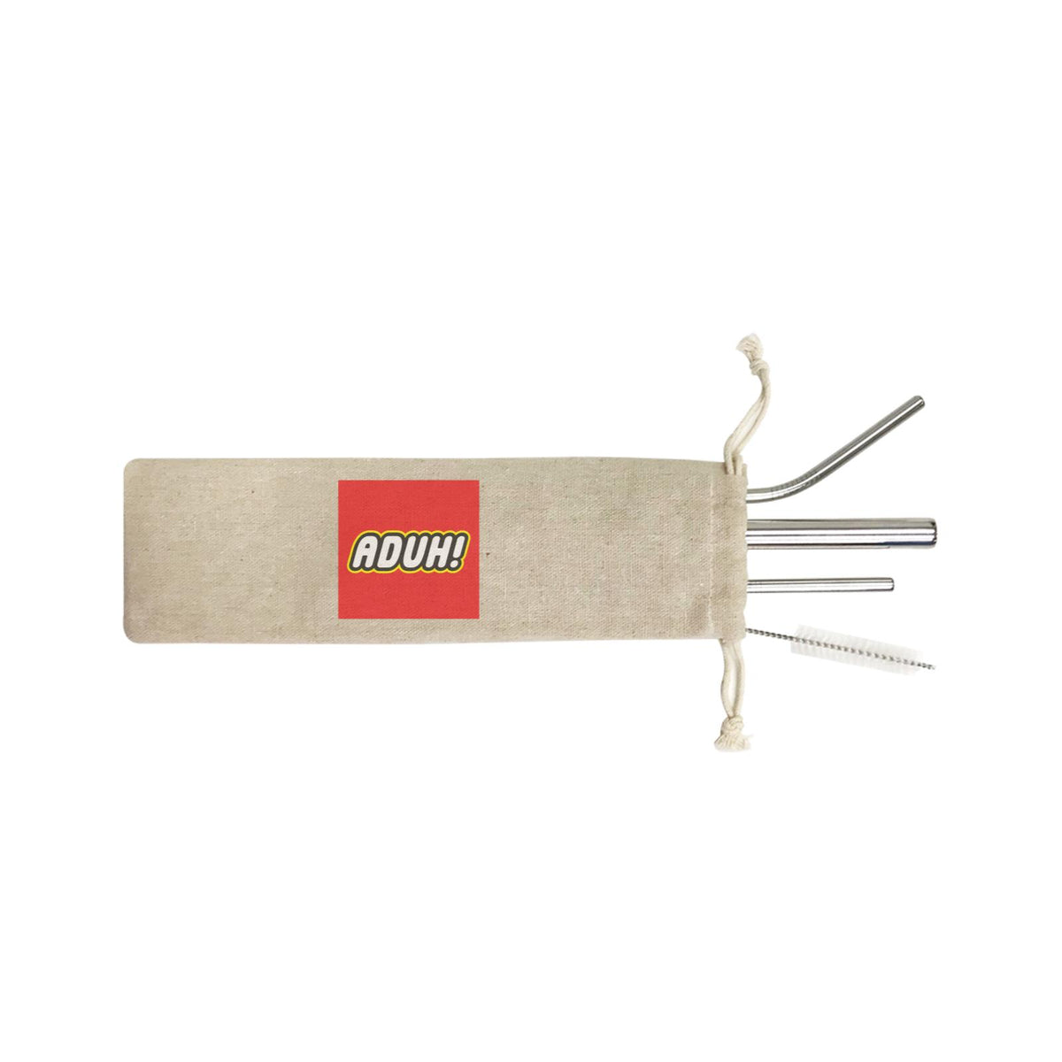 Slang Statement Aduh 4-in-1 Stainless Steel Straw Set In a Satchel