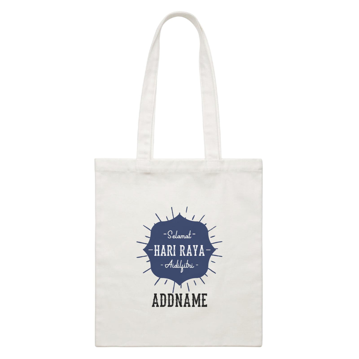 Hari Raya With Geometric Shape Raya Logo White Canvas Bag