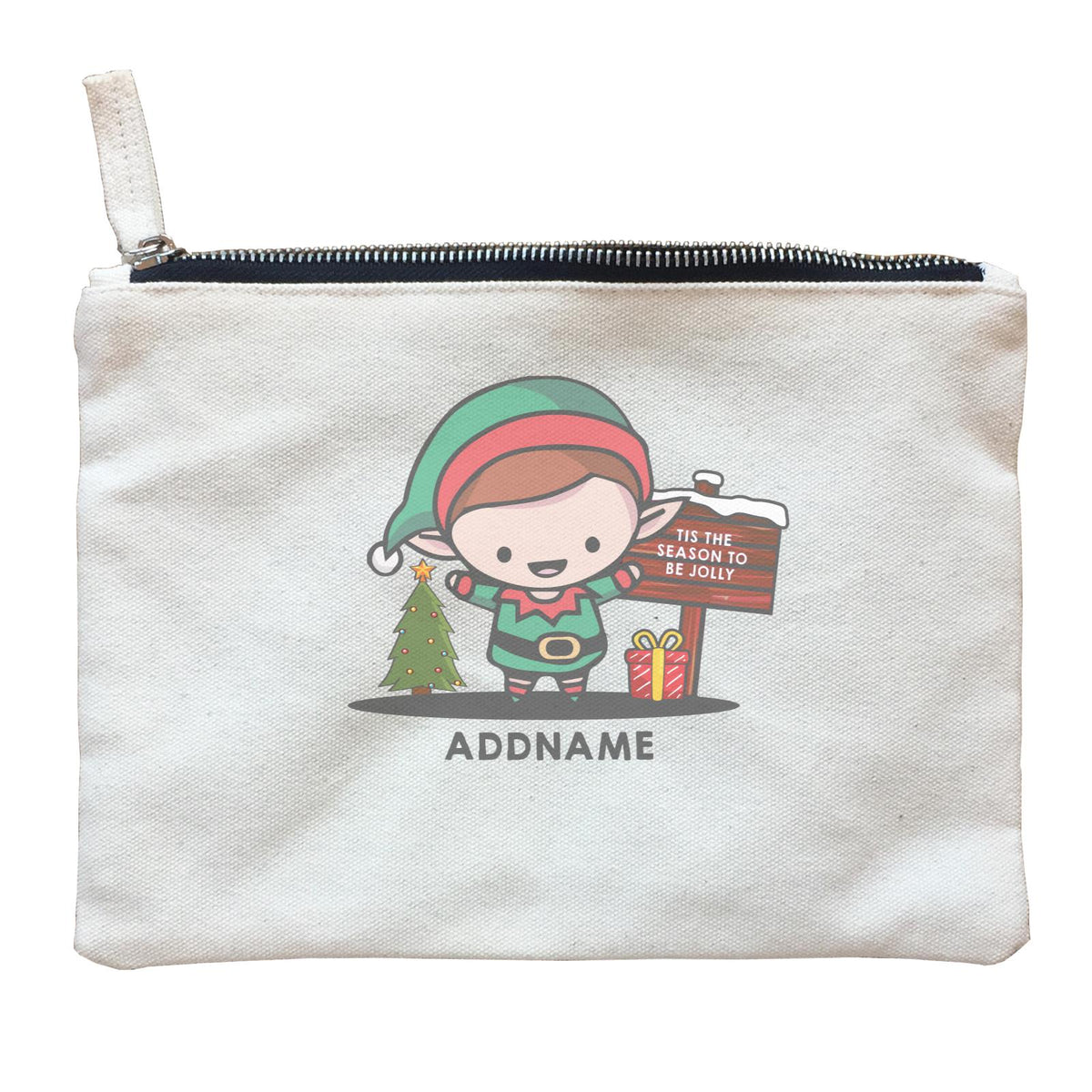 Christmas Cute Jolly Series Elf Addname Zipper Pouch