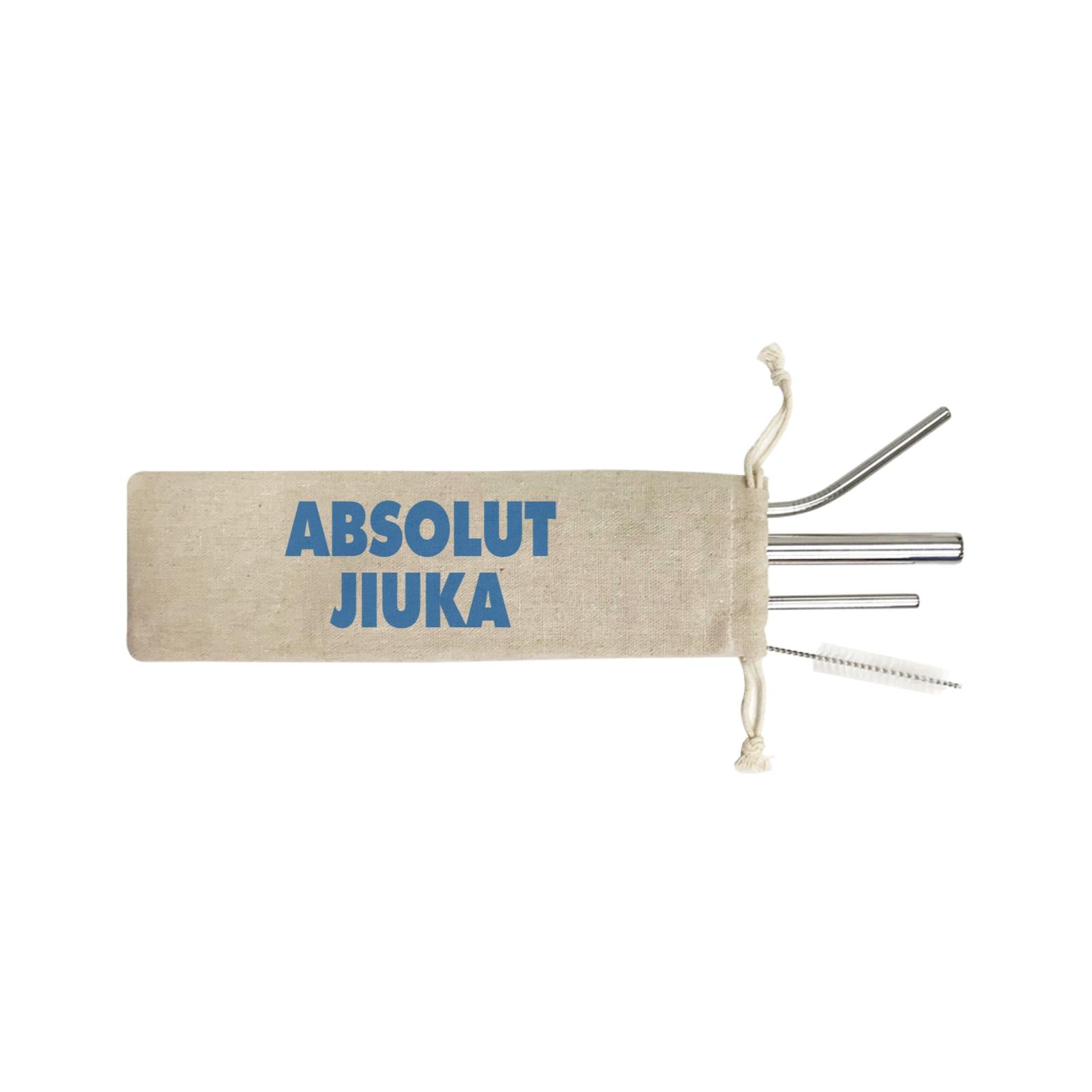 Slang Statement Absolut Jiuka 4-in-1 Stainless Steel Straw Set In a Satchel