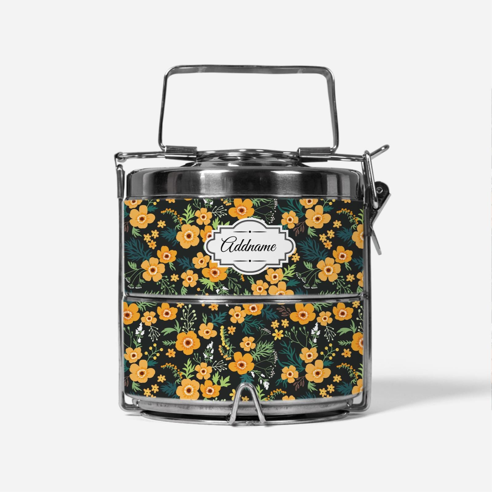 Yellow Windflower Two Tier Tiffin Carrier