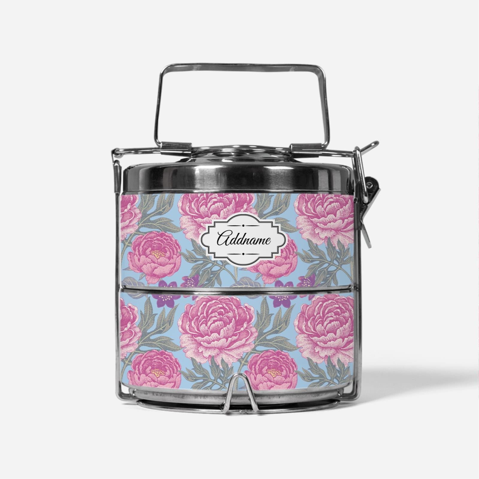 Peony Flower Two Tier Tiffin Carrier