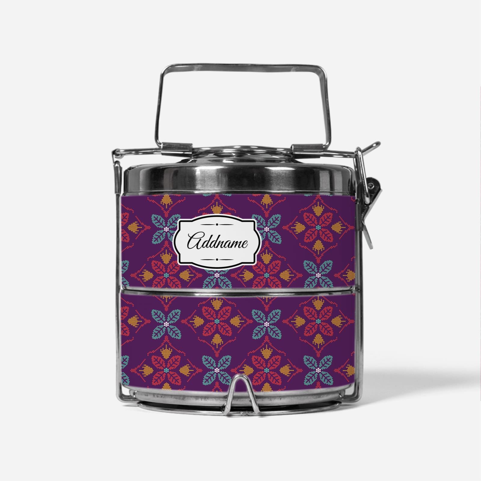 Peranakan Java Traditional Purple Two Tier Tiffin Carrier