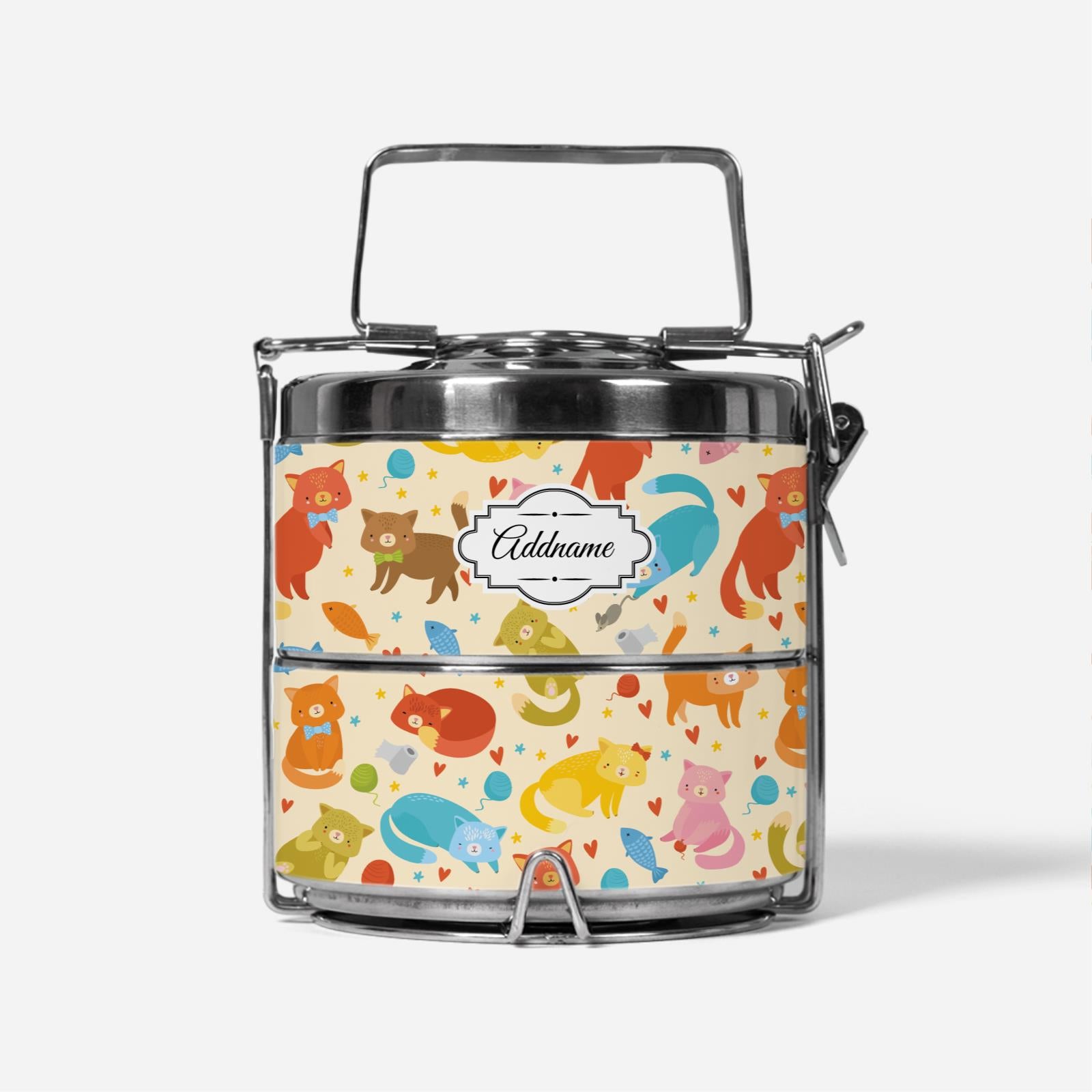 Colorful Cats Two Tier Tiffin Carrier